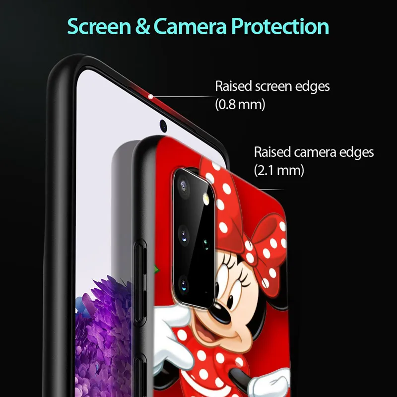 Red Minnie Mouse For Samsung Galaxy A73 A33 A72 A71 A52 A51 A22 A12 A32 A21S 4G 5G Silicone Soft Black Phone Case