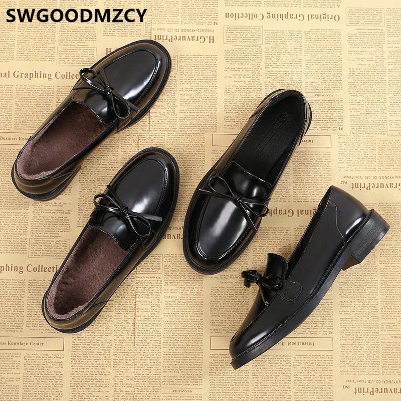 Туфли-оксфорды женские симпатичная рабочая обувь лоферы черные модная