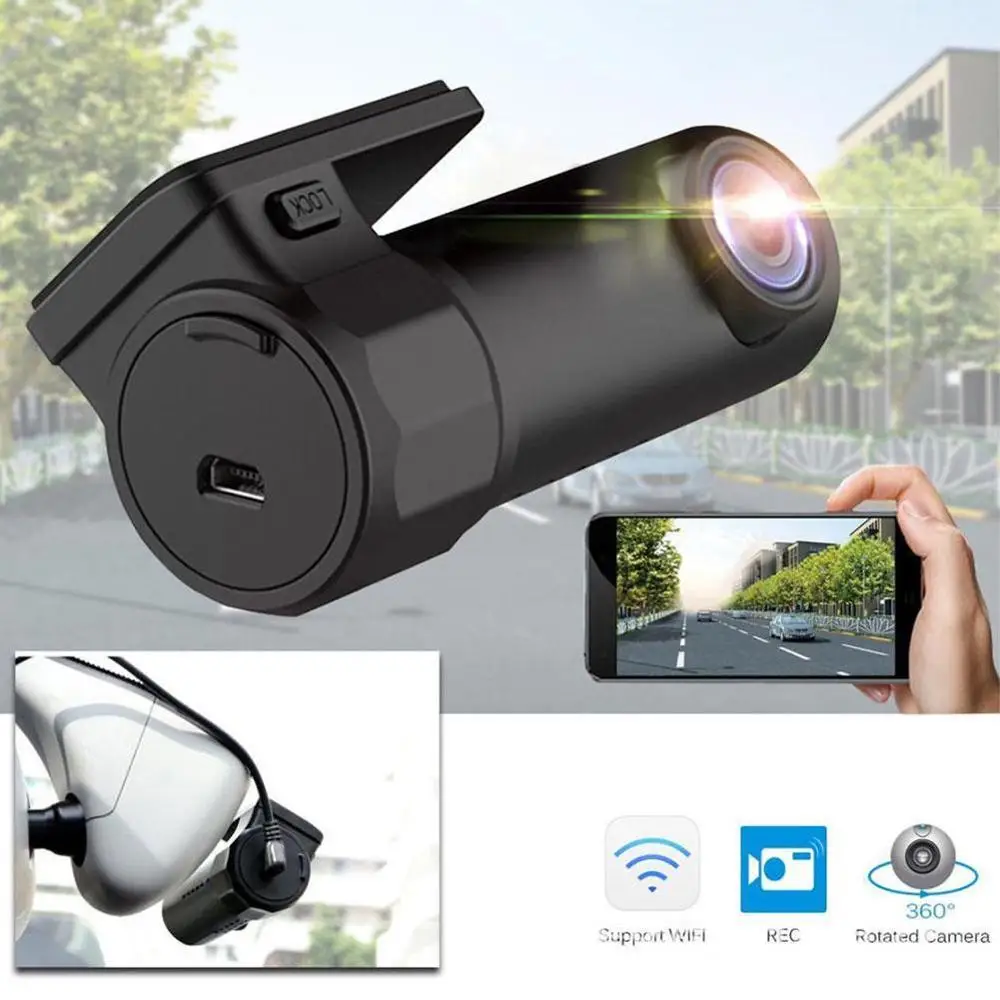 Автомобильный мини видеорегистратор 170 градусов Wi Fi HD 1080P ночное видение умный G