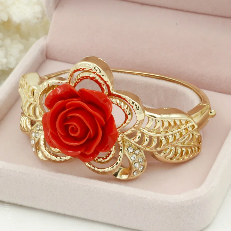 Liffly Модные женские ювелирные наборы красные розы Ювелирные изделия Африканский