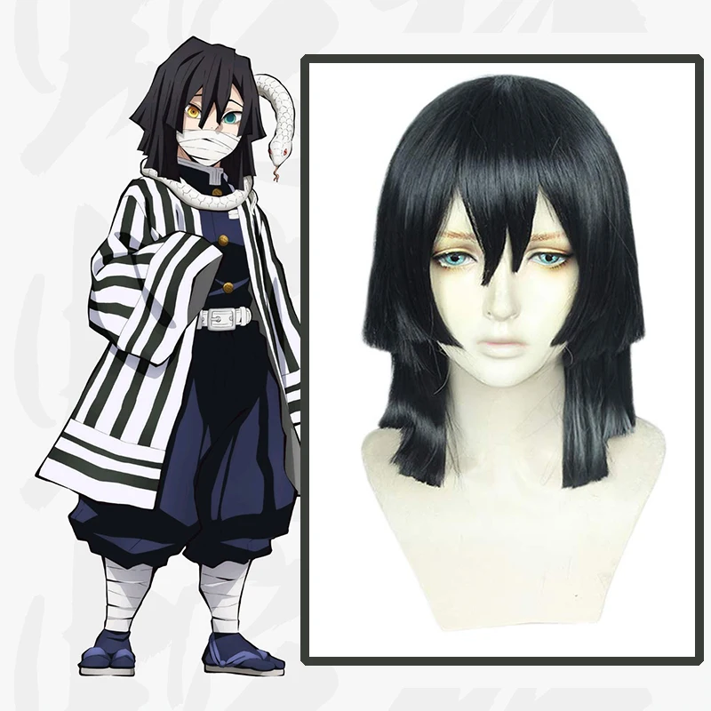 

Anime Comic Demon Slayer Kimetsu no Yaiba Cosplay Wigs Iguro Obanai Cosplay Wig Heat Resistant Synthetic Wig Hair Black Hairs