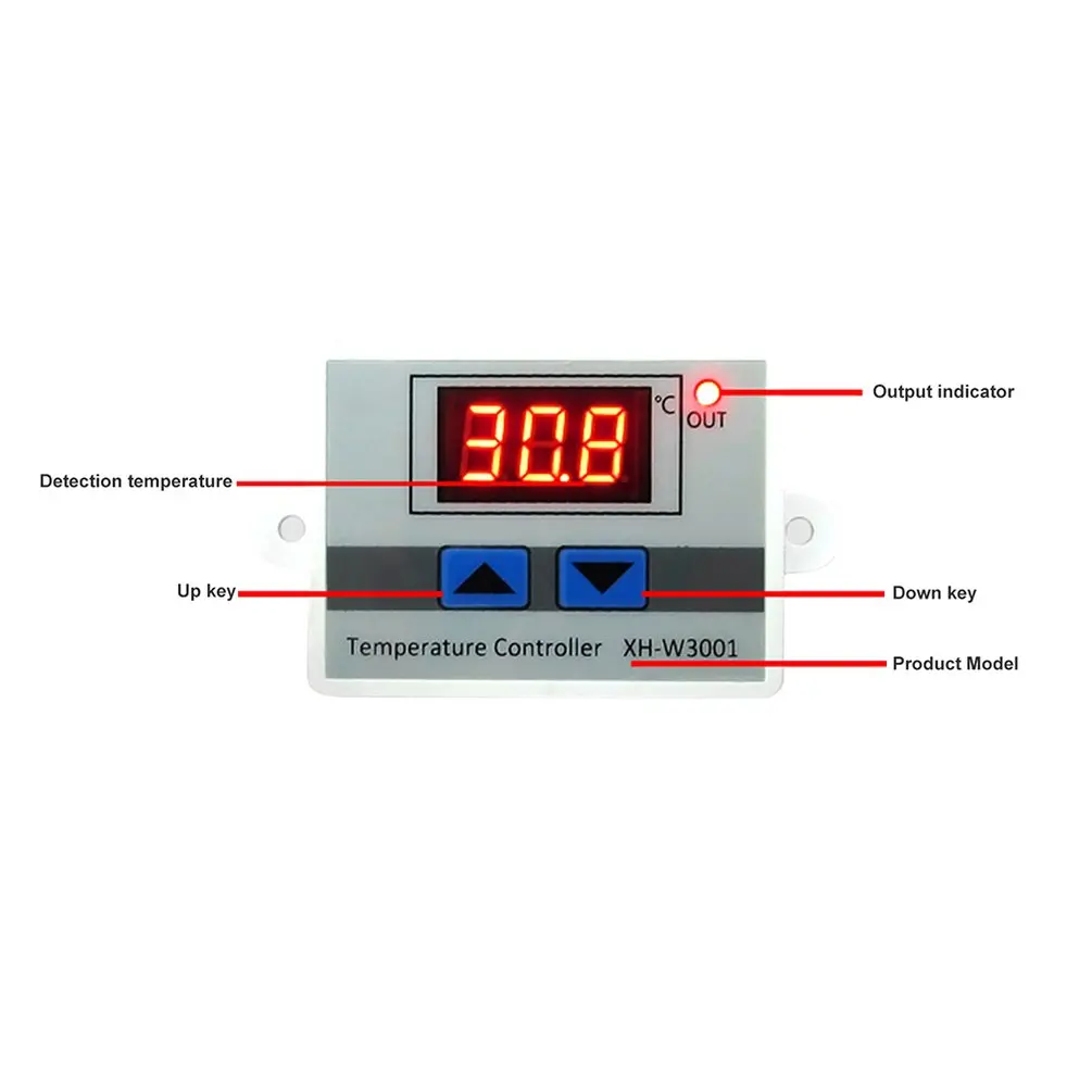 

XH-W3001 W3001 Digital Temperature Controller Relay Output 12V 220V Thermoregulator Thermostat With Heater Cooler Control Switch