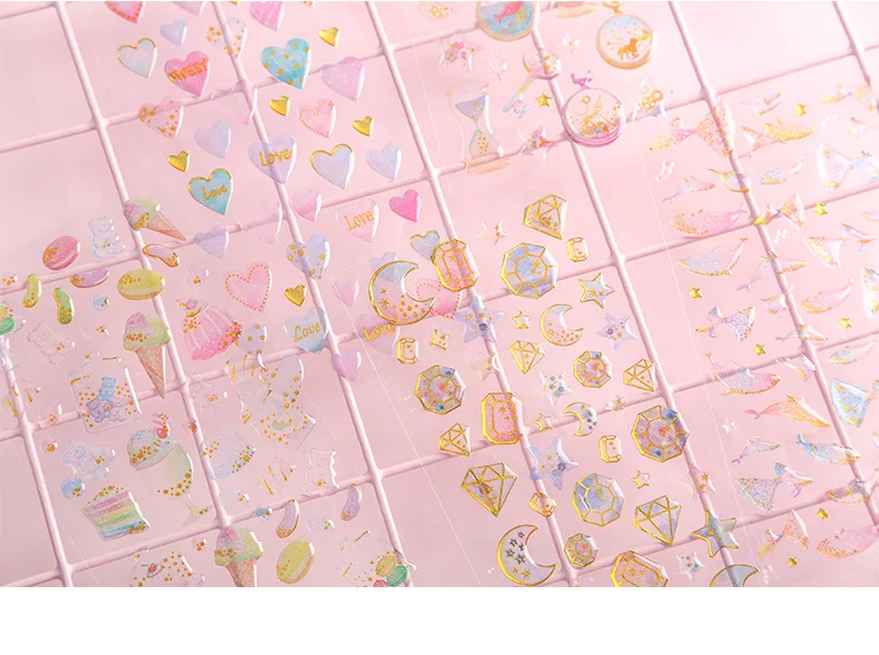 1 лист кристалл 3D кошка наклейка милые животные ПВХ наклейки Kawaii Наклейки с Луной для мобильных украшений Скрапбукинг дневник альбомы сделай сам