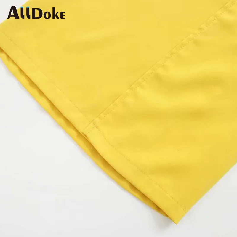 

ALLDOKE yellow casual drawstring long pants women high waist ladies office trousers mujer streetwear split wide leg pants femme