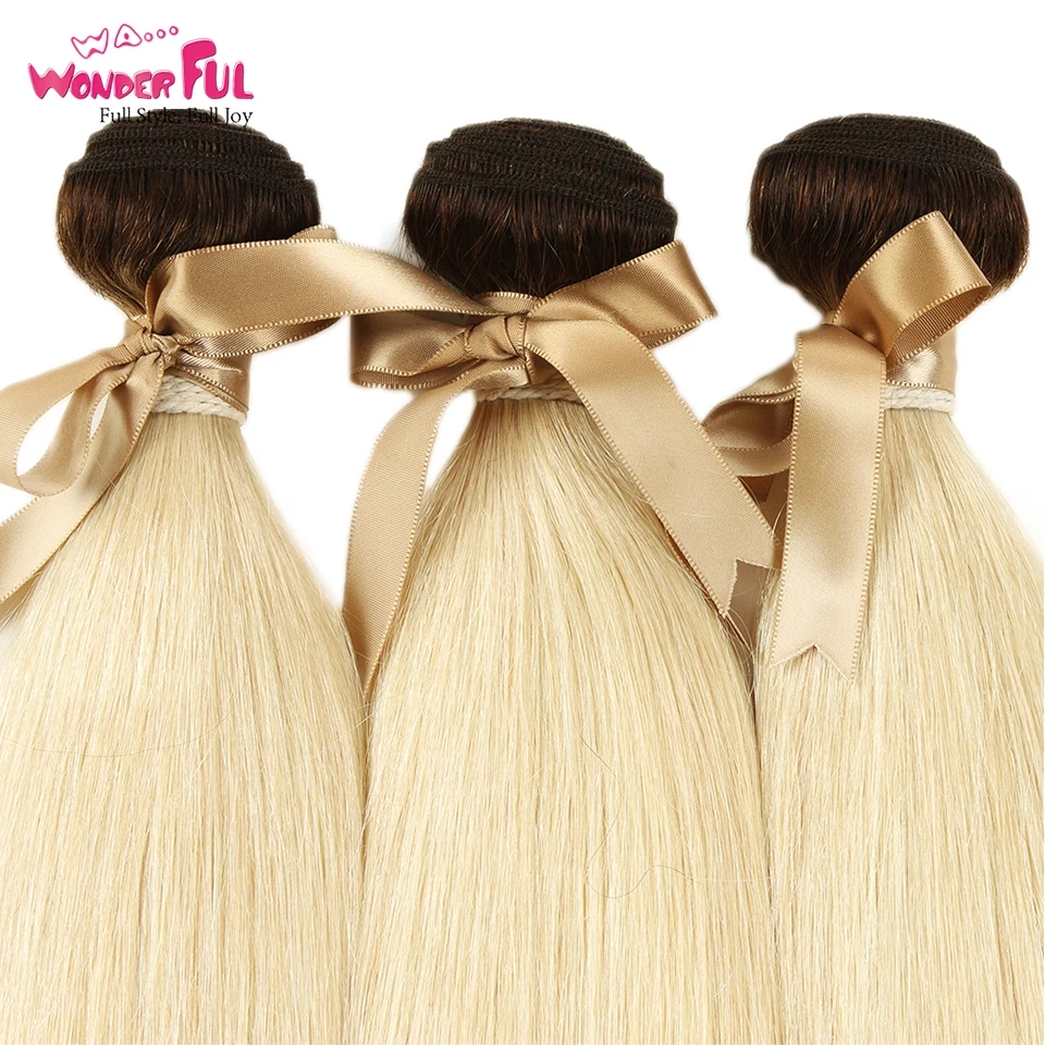 Пучки волос от светлого до темного цвета с закрытием перуанские прямые волосы 613