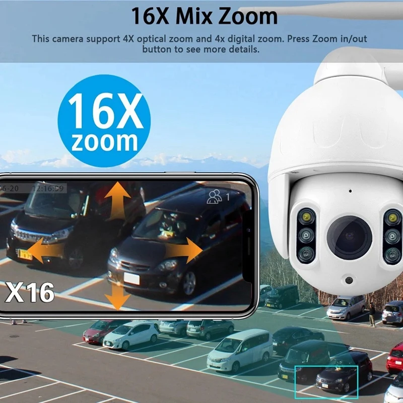 MOOL K64A 16X Zoom WiFi 1080P PTZ IP камера для лица автоматическое отслеживание IP66