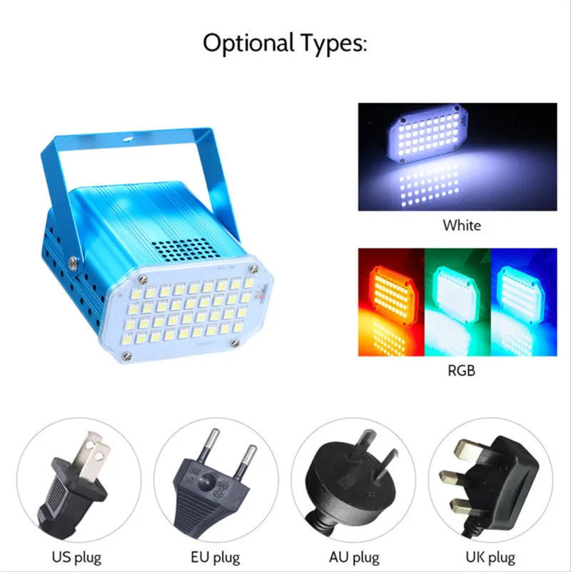 

36 LED RGB White Strobe Lights Disco DJ Party Holiday Christmas Music Club Sound Activated Flash Stage Lighting Effect 10W party