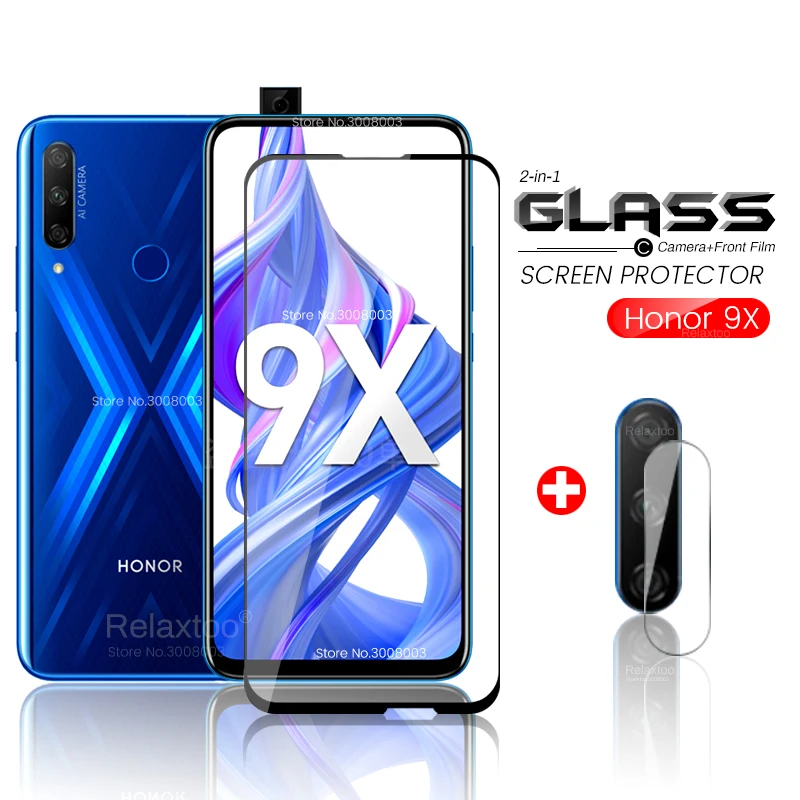 Защитное стекло для экрана honor 9x 2 в 1 глобальная версия Премиум Защитная пленка