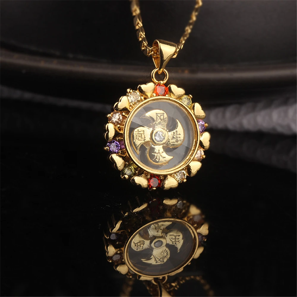 

Loredana Fashionable Delicate Transparent Colorful Zircon Gold Lucky Windmill Necklace For Women.Most Sincere Protection For You