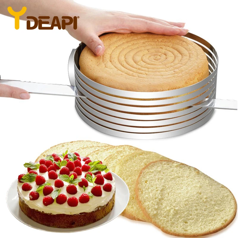 

YDEAPI Adjustable Cake Cutter Slicer Stainless Steel Round Bread Cake Cutter Slicer Mousse Ring Mould Cake Decorating Tools