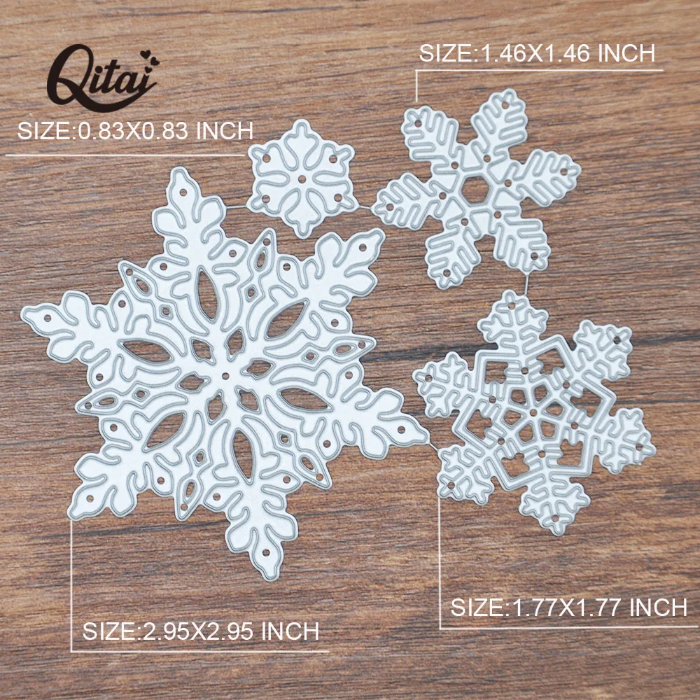 

QITAI 4pcs Snowflake Cutting Dies Christmas Metal Cutting Dies Stencils for DIY Scrapbooking Album Paper Card Embossing MD374