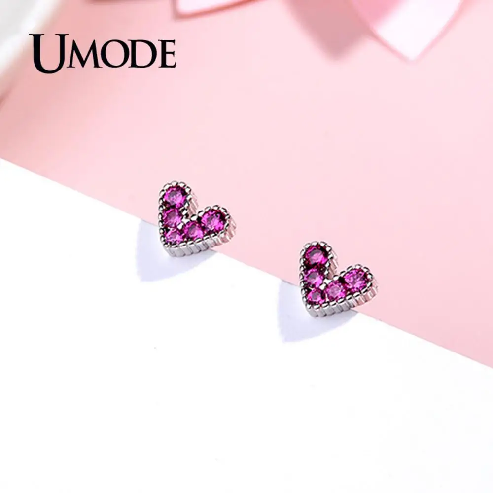 UMODE новые серьги гвоздики из стерлингового серебра 925 пробы с фиолетовым красным