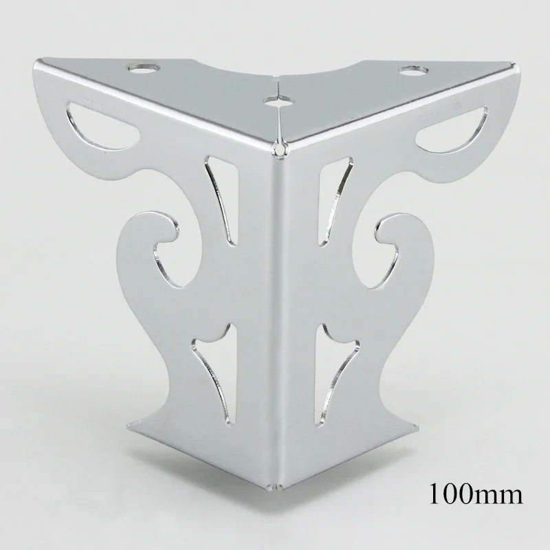 100mm 4 шт. металлические мебельные ножки, полые ножки для дивана, черный узор для ТВ, ножки для шкафа, поддержка мебели, угловые протекторы из металла - Цвет: 100mm