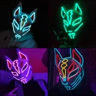 Модная маска для Хэллоуина, светящаяся неоновая светодиодная маска для Хэллоуина, карнавала, вечевечерние, светящаяся аниме маска для косплея, украшения