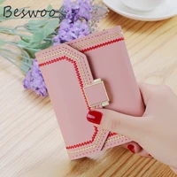 fashion womens wallet made of leather thread hasp handwork passport cover casual coin purse women card holder short wallet