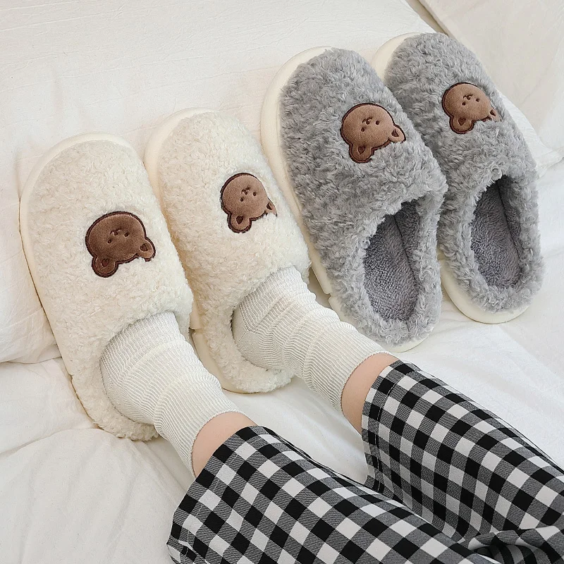 Тапочки женские/мужские хлопковые теплые домашние пушистые шлепанцы с