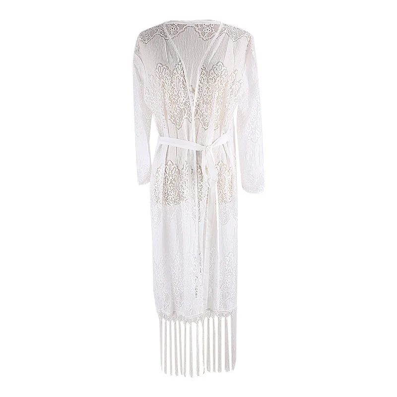 

New Lace Tassel Cardigan Bikini Blouse Beach Coat Swimsuit Blouse Women's Sunscreen Cardigan