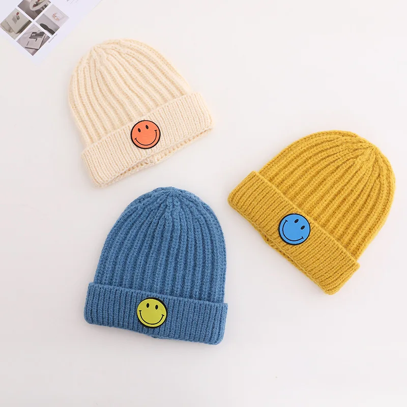 Doitbest 2 to 6 Years old Winter hat for kids beanies Patch smiley Child knit Beanie hats warm baby kid girls Earflap caps | Аксессуары