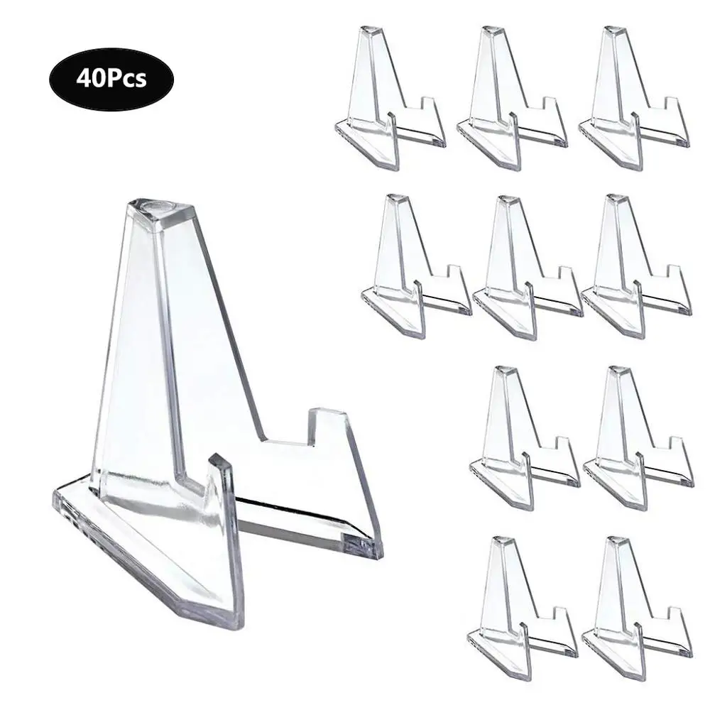 

40Pcs Acrylic Mini Coin Display Stand Small Easel Rack Shelf for Pokemon Card Commemorative Challenge Coins Capsule Medal Holder