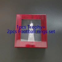 1pcs football sb trophy with 1pcs football rings set custom designs with display case rings