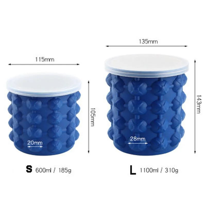 

Portable Silicone Ice Bucket Ice Cube Maker with Cover Whisky Wine Rack Fridge Champagne Red Wine Beer Barrel for Freezing Tool