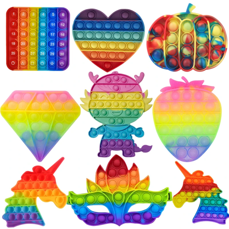 Игрушка антистрессовая в виде клубники с радужными пузырьками для детей и