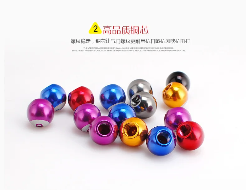 

4Pcs Universal Wheels Valve Caps Aluminum Alloy Billiards Theftproof Dust Dustproof Caps Car-styling Repair Tool