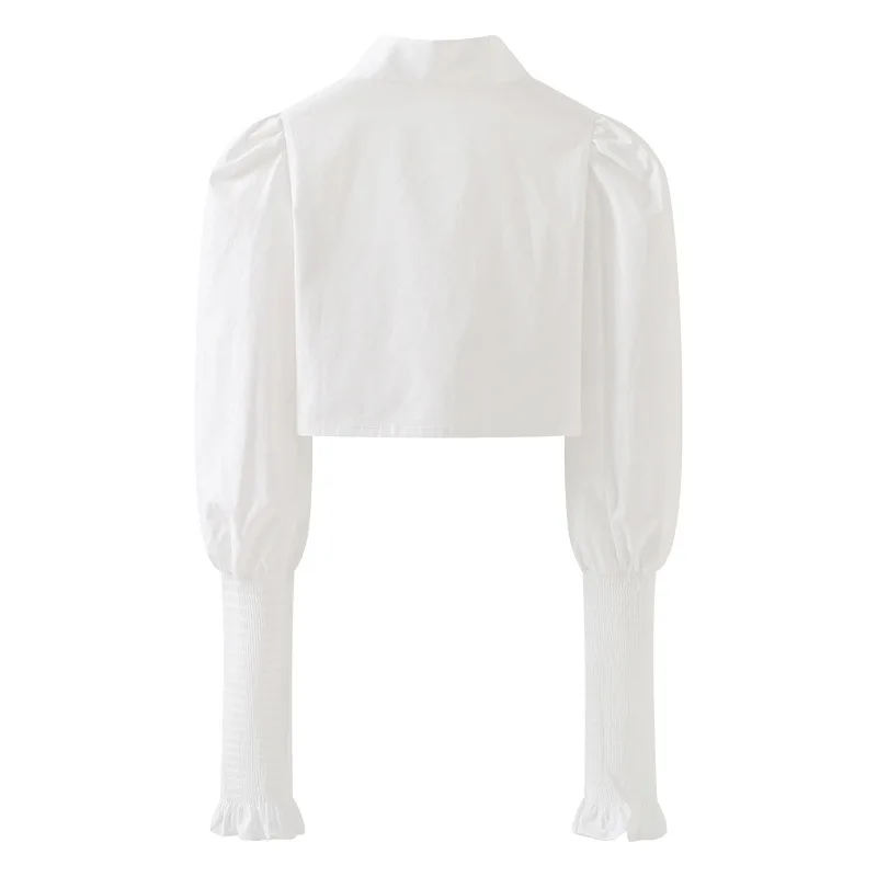 

2021 Japan Style Sweet Elegant Chic 2 Pcs Bow Collar Puff Sleeve Solid Shirt + Houndstooth Straight Knitted Mini Slip Dress