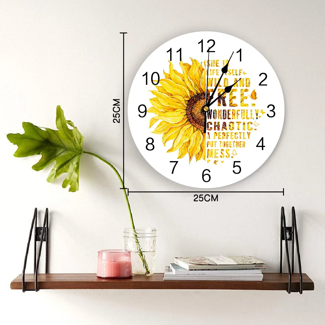Подсолнух Бабочка белые настенные часы современный дизайн домашний Декор