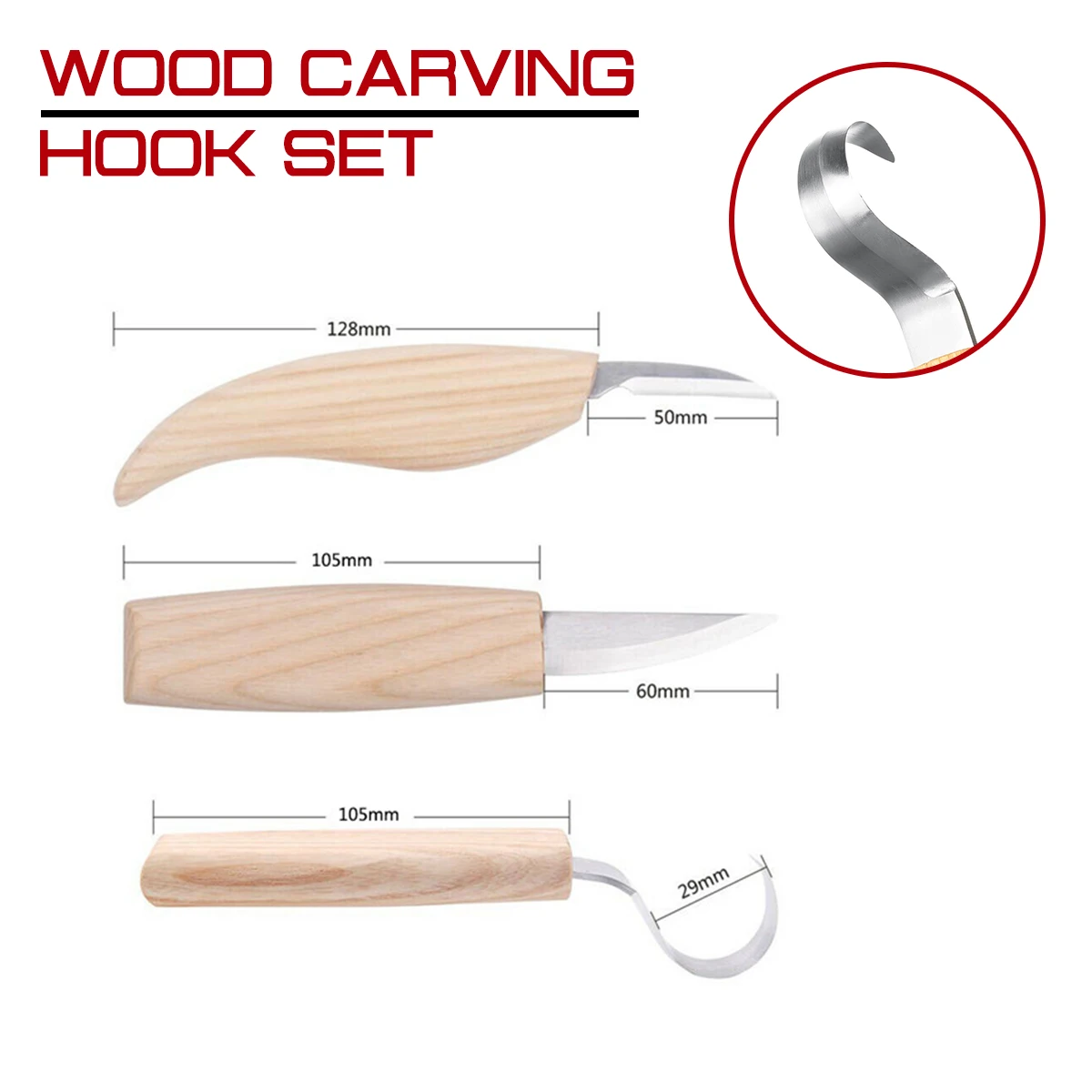 

3Pcs Wood Carving Knife Chisel High Strength Hooked Whittling Cutter Carpenter Tools Woodworking Cutter Hand Tool Set