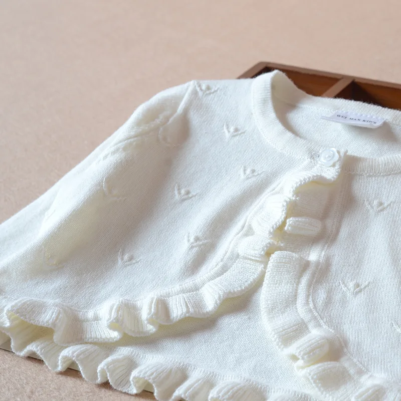 Красный кардиган для девочек свитер искусственная хлопковая верхняя одежда