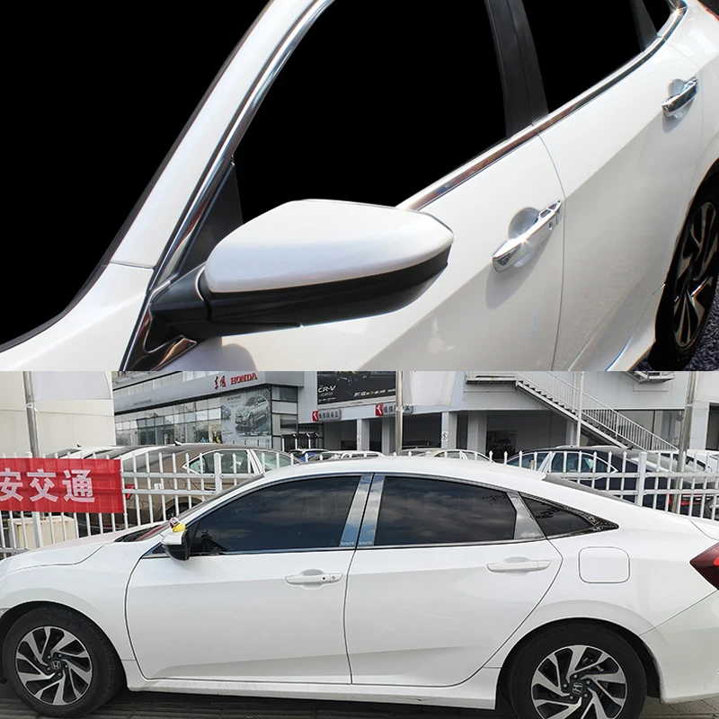 

Для Honda Civic X 10, хэтчбек, Стайлинг автомобиля, полоски для отделки окон автомобиля из нержавеющей стали, украшение внешнего кузова, молдинг, отделка крышки
