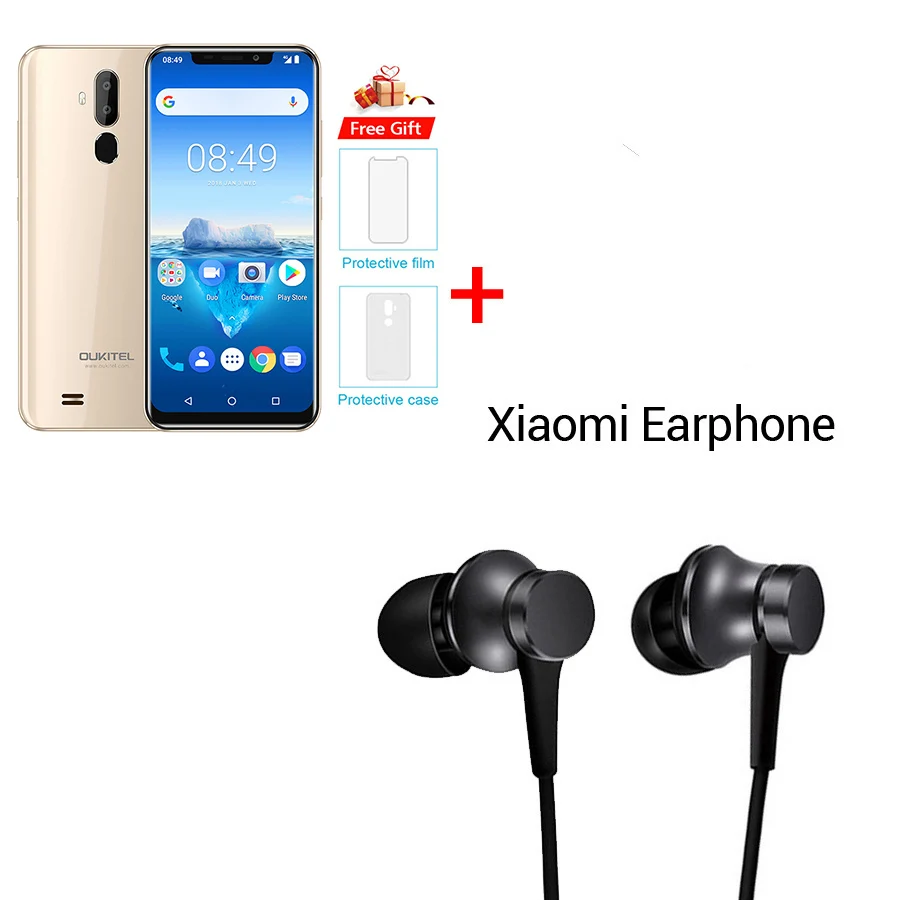 Gold N Earphone OUKITEL C12 Pro 4G 6,1" 19:9 Android 8,1 Face ID 3300 мАч MT6739 четырехъядерный 2 Гб ОЗУ 16 Гб ПЗУ 8МП+ 5Мп отпечаток пальца мобильный телефон - Цвет: Gold N Earphone