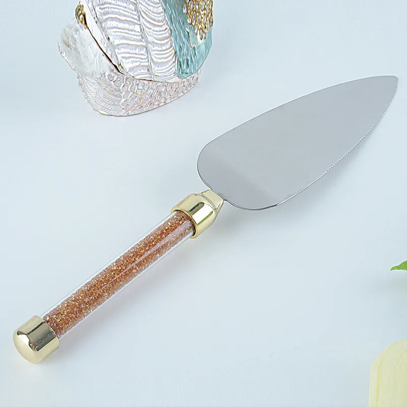 2pcs Birthday Cake Cutlery Gold Foil Paper Shovel knives Set Handle Knife Pizza Wedding Server Western Dinnerware Tableware|Наборы