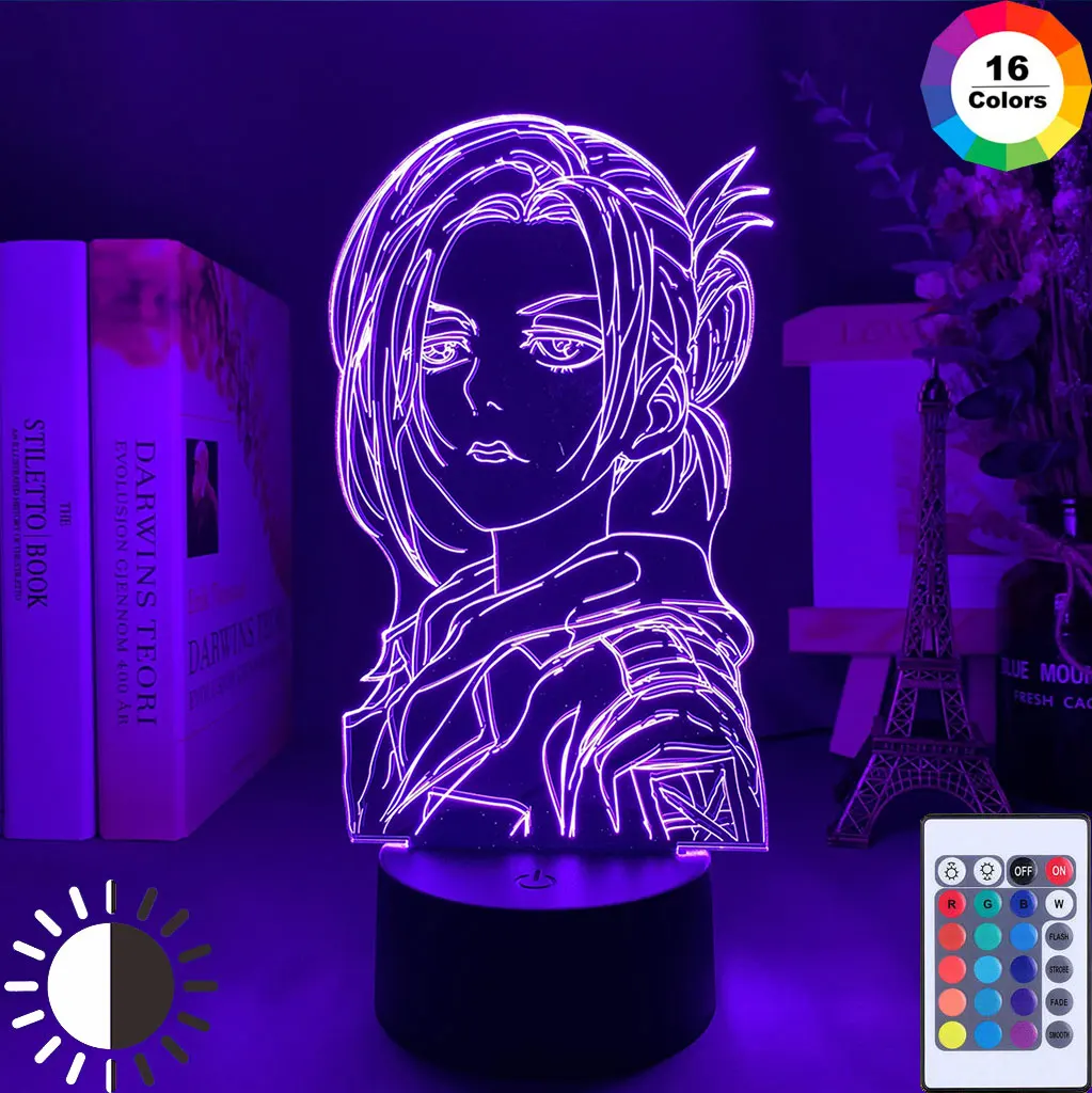 

Аниме 3d светильник атака на лампу для домашнего декора титан подарок на день рождения манга светодиодный Ночная детская комната сенсорный ...