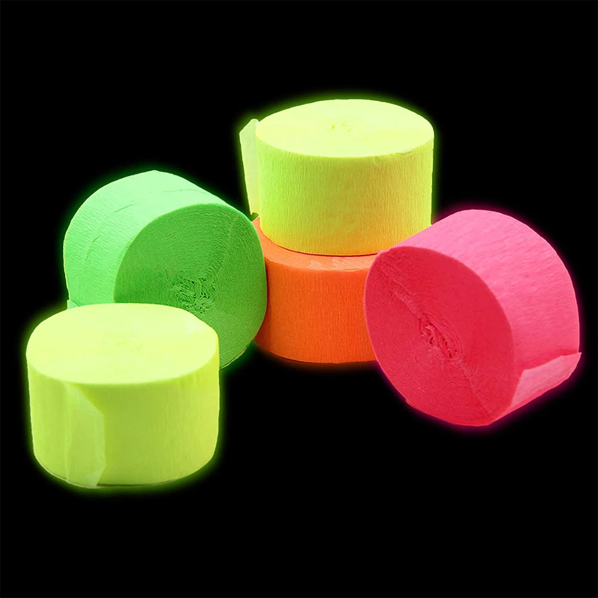

Glow in Neon Crepe Paper Roll Streamers Decor Backdrop Blacklight Night Party DIY Decorations For Birthday Holiday Fiesta Party