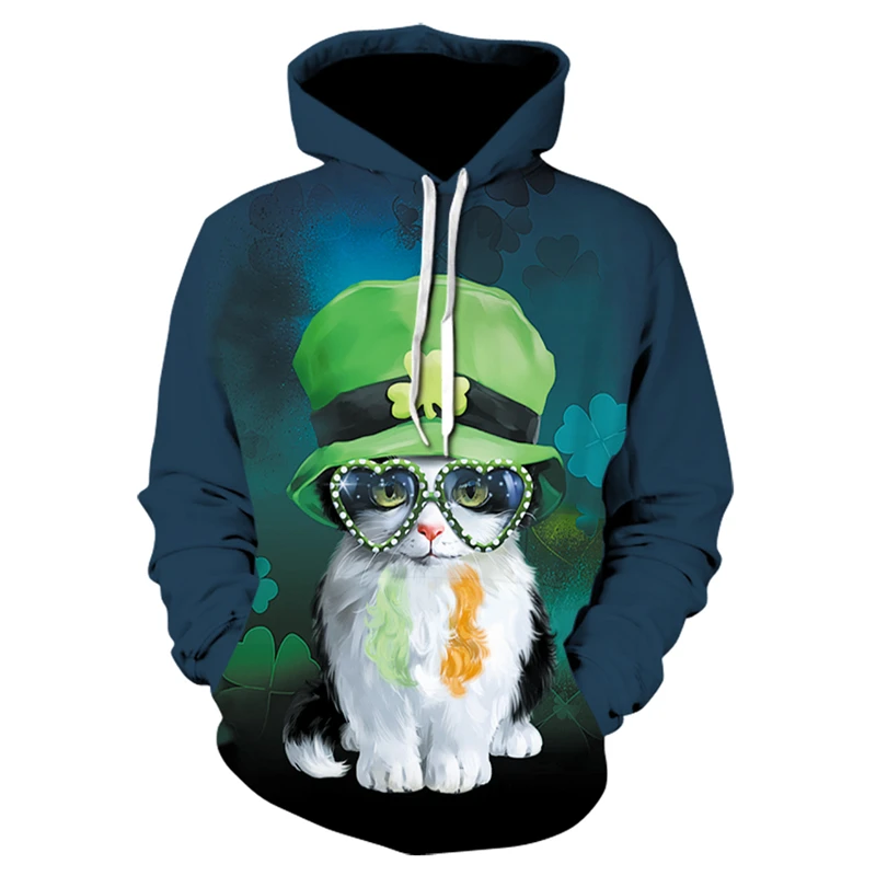 

Fashion Men and Women Casual Creative Art Style Autumn and Winter Hoodie Cartoon Handsome All-match 3D Print Cute Cat Hoodie
