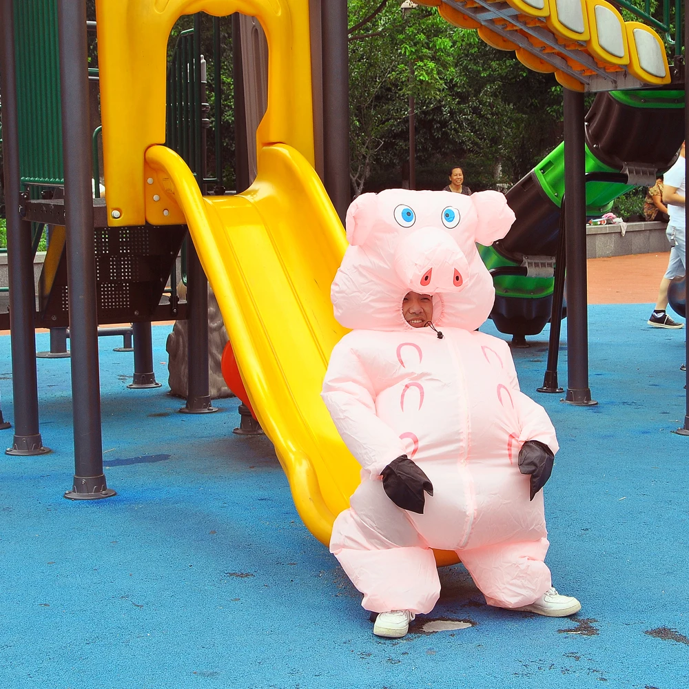 Надувной розовый костюм свиньи платье для взрослых и детей аниме костюмы косплея