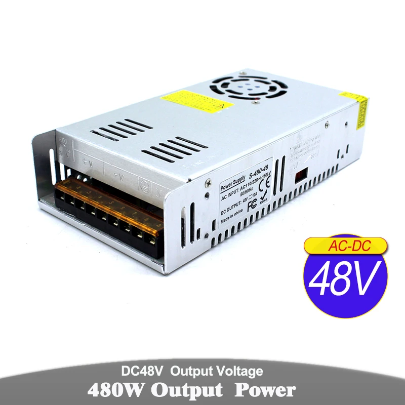 Драйвер источника питания постоянного тока 48V 10A 480W Трансформатор AC110V 220V к DC48V