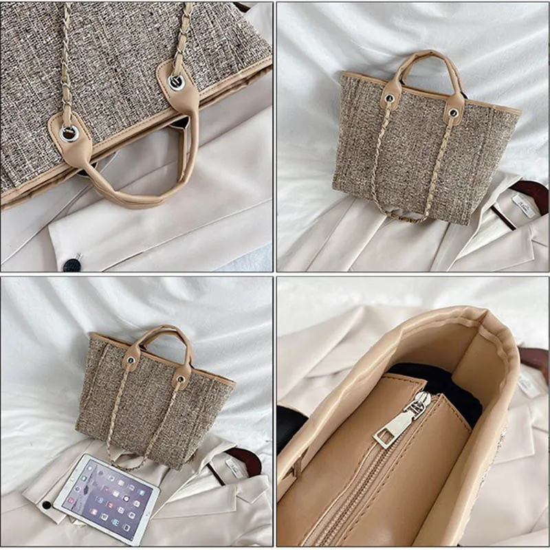 

Large Capacity Tote Bag for Women Woolen Cloth Shoulder Bag Fashion Chain Big Handbag Female Designer Luxury Brand Crossbody Bag