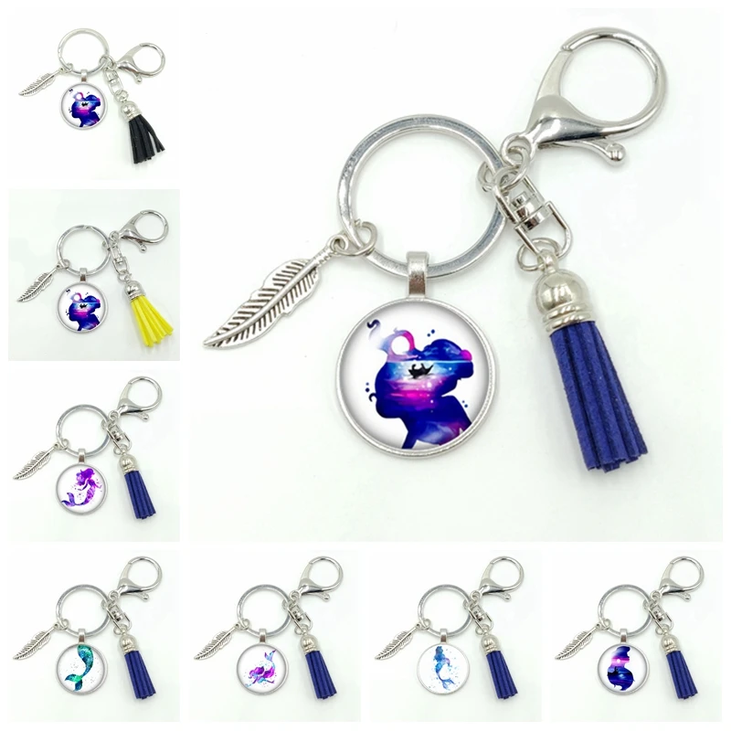 

2020 New Hot Sale Mermaid Series Glass Beveled Fringe Fashion Keychain Pendant Fashion Jewelry Gift keychain for girls