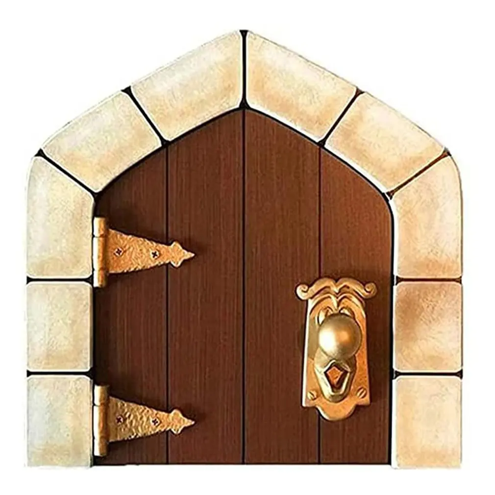 

Mini Fairy Tale Durable Door Courtyard Decoration Exquisite Wooden Hand-carved Door Handles Fairy Tale Gate