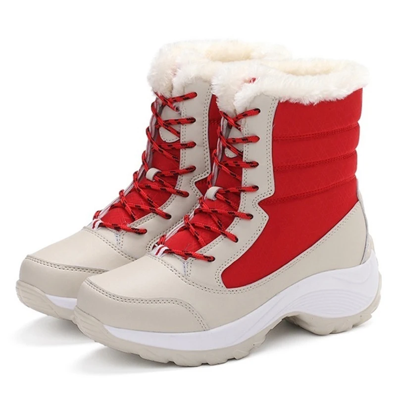 Женские зимние сапоги бархатные до середины икры на платформе Повседневная