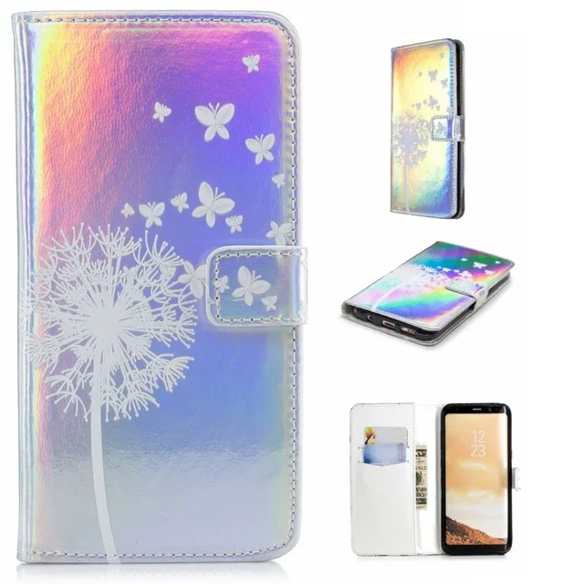 Чехол с лазерной флуоресцентной рамкой для samsung S8 S9 A8 A6 Plus 2018 J4 J6 кожаный чехол