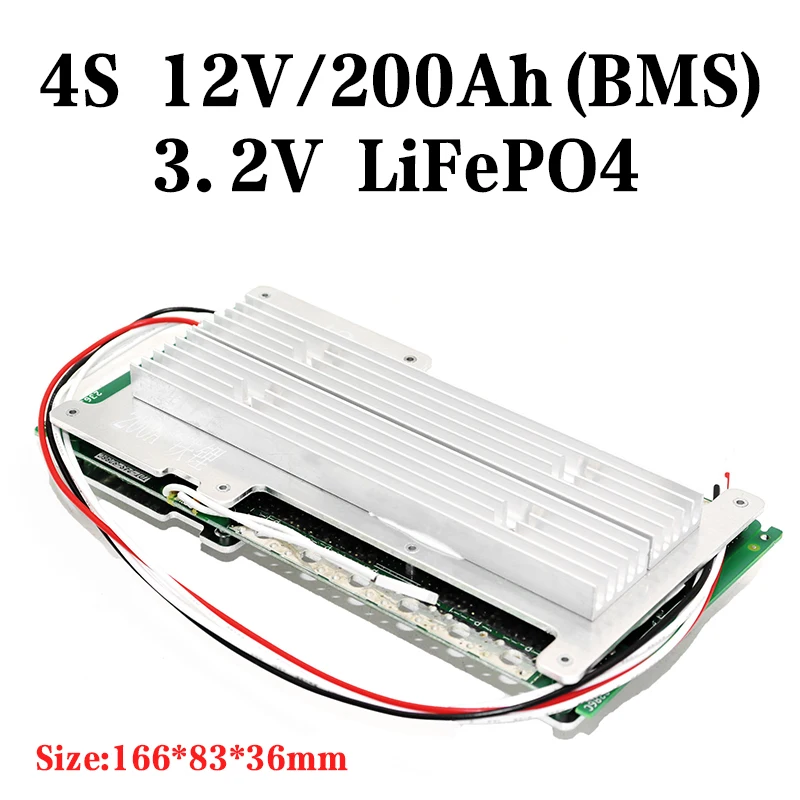 

4S 12V 200A LiFePO4 Lithium battery pack BMS 3.2V Same port charge and discharge PCM Balance Protection Board 12.8V High Current