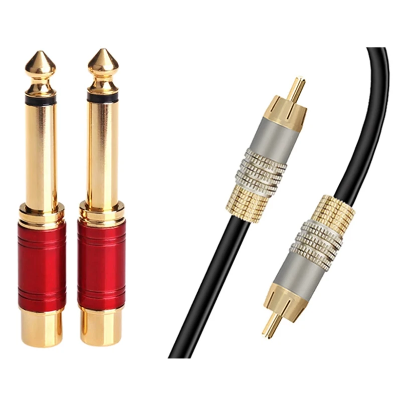 

2x6,35 мм 1/4 дюйма папа моно TS к RCA мама межсетевой аудио адаптер и 1 RCA коаксиальный кабель усилитель звука SPDIF