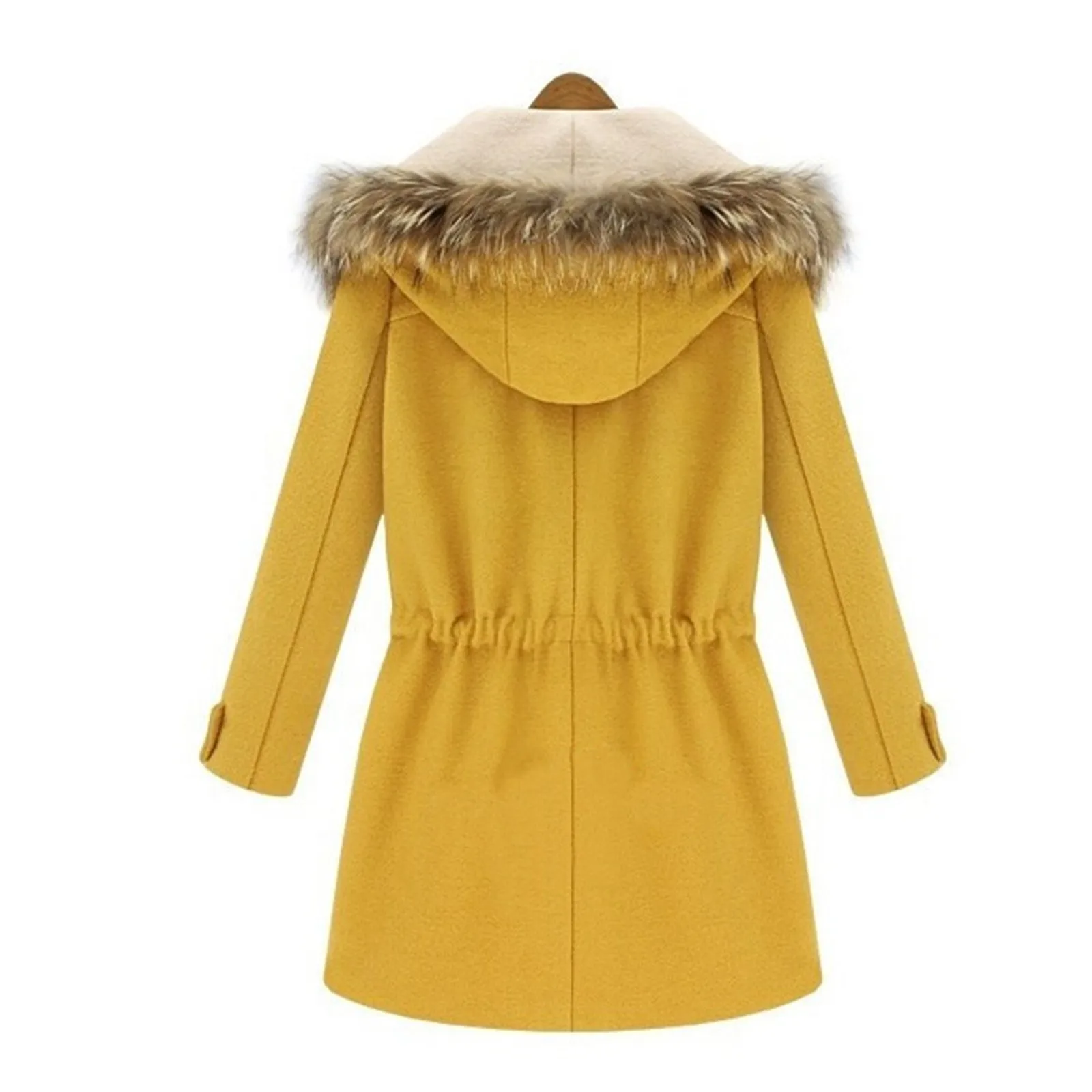 

2020 New Women's Winter Warm Jacket Solid Drawstring Waist Woman Parkas Casual Hooded Jacket Outwear Fashion Harajuku Jacket