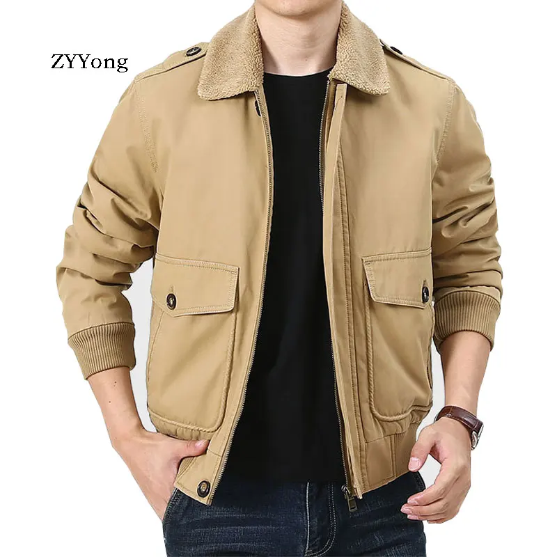 European Style Plus Velvet Thicken Blue Green Khaki Keep Warm Bomber Pilot Cotton Winter Parka Coat Men Jacket Outwear Clothing