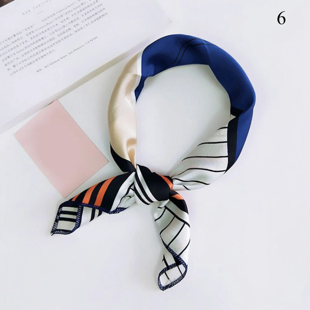 

Women Small Satin Scarf Square Print Wrap Foulard Handkerchief Bandana Neck Hair Skinny Tie Scarves Shawls Head Neck Wrap