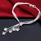 Женский браслет из серебра 925 пробы, с цепочкой-змеей и сердцем